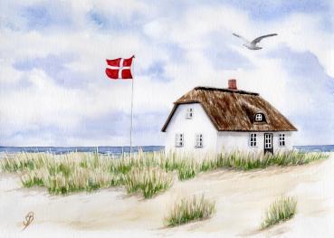 Postkarte DIN-A5 Haus am Strand DK13